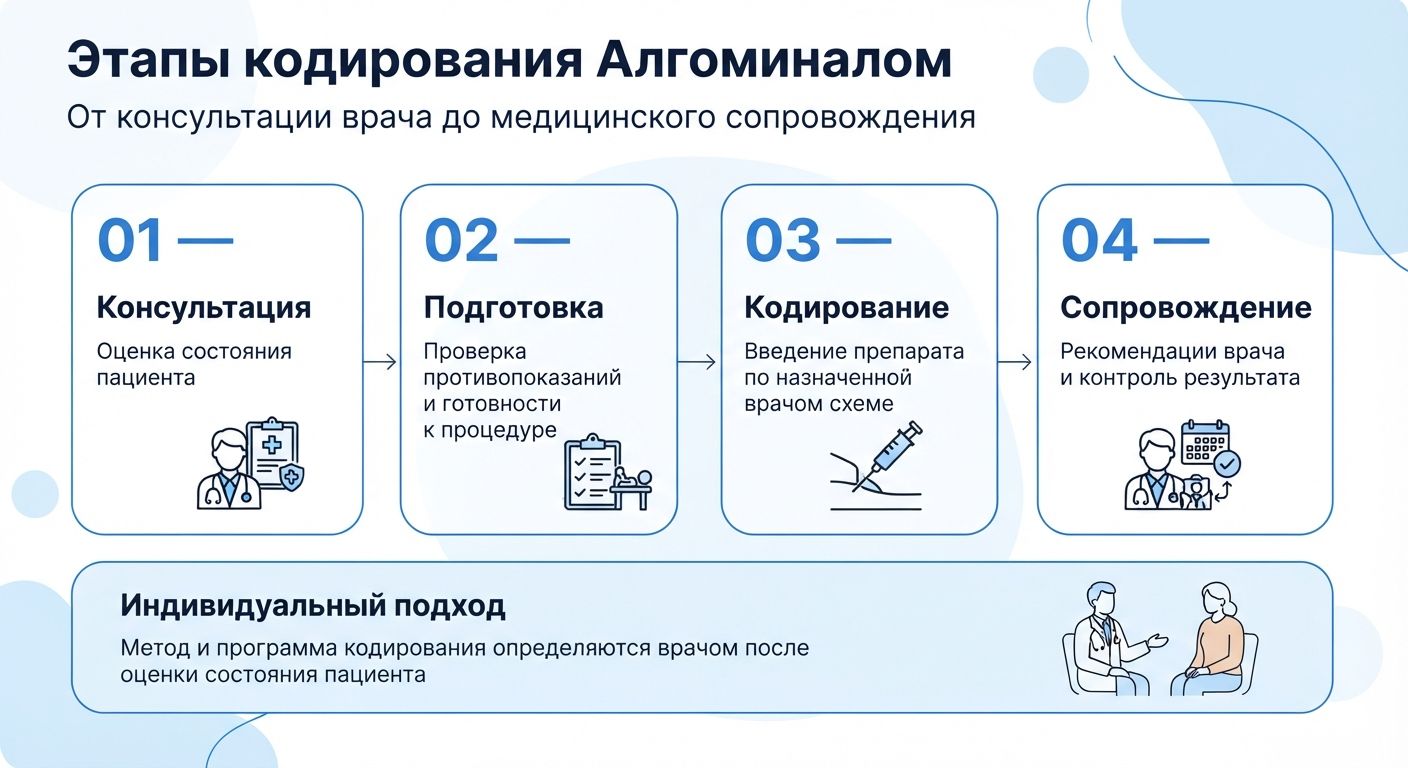 Кодирование препаратом «Алгоминал» в Сарове инфографика